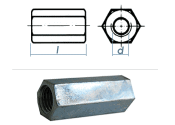 M16 x 50mm Gewindemuffe Sechskant Stahl verzinkt  (1 Stk.)