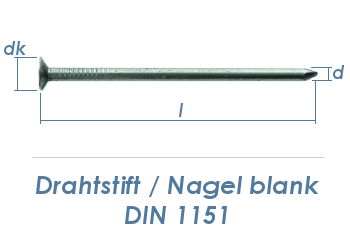 2,5 x 60mm Drahtstifte Senkkopf DIN1151 blank (2,5kg Paket)