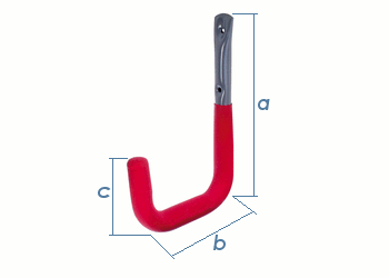 145 x 115 x 52mm Wandhaken U-Form rotgummiert  (1 Stk.)