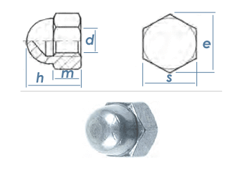 Messing Hutmuttern DIN 1587 Muttern Hutmutter M3 M4 M5 M6 M8 M10 M12 M14  bis M20