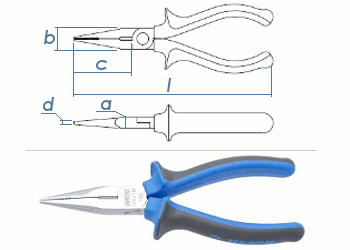 160mm Flachrundzange 506/1BI mit Schneide, gerade  (1 Stk.)