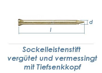1,4 x 20mm Sockelleistenstifte vergütet Stahl vermessingt (100 Stk.)