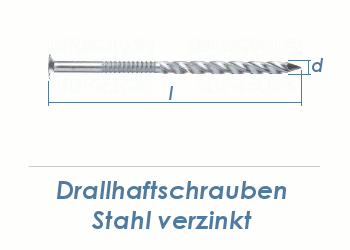 3,5 x 55mm Drallhaftschrauben verzinkt (100g = ca. 32 Stk.)