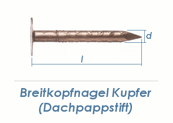 2,8 x 25mm Dachpappstifte Kupfer (100g = ca. 71Stk.)