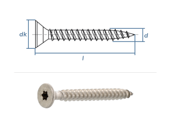 4 x 50mm Spanplattenschrauben Torx Vollgew. Edelstahl A2 (10 Stk.)