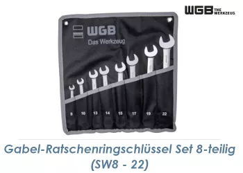 SW8-22 WGB Gabel-Ratschenringschlüsselset 8-teilig verchromt (1 Stk.)