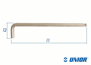 SW2 x 102mm UNIOR Sechskant Stiftschlüssel mit Kugelkopf vernickelt (1 Stk.)