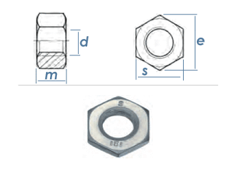 M10x1 Sechskantmuttern DIN 934 Stahl verzinkt, FKL 8, 1,28 €