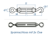 M6 Spannschloss mit 2 Ösen Edelstahl A4 (1 Stk.)