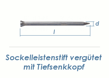 1,4 x 30mm Sockelleistenstifte vergütet Stahl blank (100 Stk.)