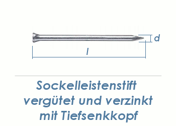 1,4 x 30mm Sockelleistenstifte vergütet Stahl verzinkt (100 Stk.)