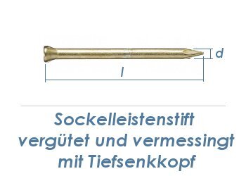 1,4 x 25mm Sockelleistenstifte vergütet Stahl vermessingt (100 Stk.)