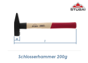 200g STUBAI Schlosserhammer mit Holzstiel und...