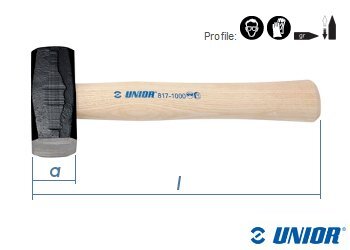 1000g UNIOR Handfäustel mit Holzstiel 817 (1 Stk.)