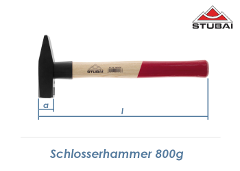 800g STUBAI Schlosserhammer mit Holzstiel und Schlagschutz