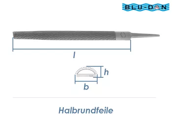 250mm BLU-DAN Halbrundfeile Bastard H1 (grob) ohne Griff (1 Stk.)