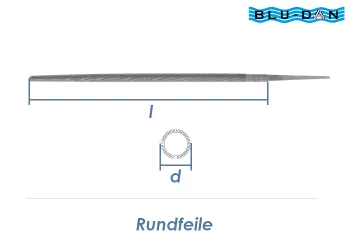 250mm BLU-DAN Rundfeile Bastard H1 (Grob) ohne Griff (1 Stk.)