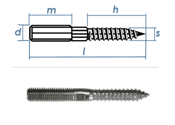 12 x 80mm Stockschrauben Edelstahl A2 (1 Stk.)