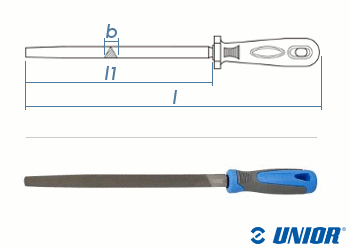 200mm UNIOR Dreikantfeile Halbschlicht (Halbfein) mit 2-K Griff (1 Stk.)
