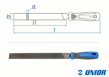 200mm UNIOR Flachfeile Halbschlicht (Halbfein) mit 2-K Griff (1 Stk.)