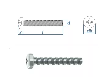 M8 x 35mm Linsenkopfschrauben PH DIN7985 Stahl verzinkt FKL4.8 (10 Stk.)