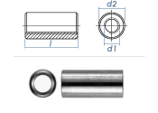 M12 x 40mm Gewindemuffe rund Edelstahl A2 (1 Stk.)