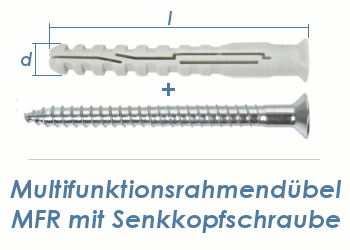 8 x 100mm Multifunktionsrahmendübel inkl. TX30 Schraube (1 Stk.)