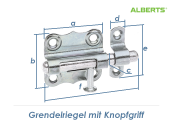 39 x 38mm Grendelriegel mit Knopfgriff verzinkt (1 Stk.)