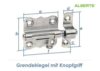 47 x 46mm Grendelriegel mit Knopfgriff verzinkt (1 Stk.)