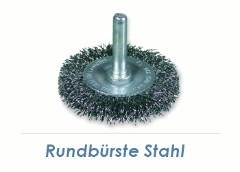 100 x 8-10 x 0,3mm Schaft-Rundbürste gewellt Einzeldraht Stahl (1 Stk.)