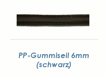 6mm PP Gummiseil Schwarz (je 1 lfm)