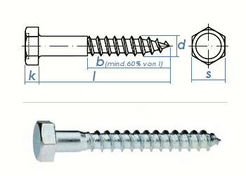 10 x 45mm Sechskant-Holzschrauben DIN 571  Verzinkt (10 Stk.)