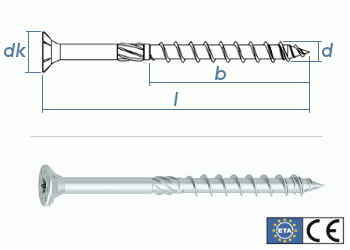 8 x 380mm Konstruktionsschrauben Senkkopf TX verzinkt  (1 Stk.)