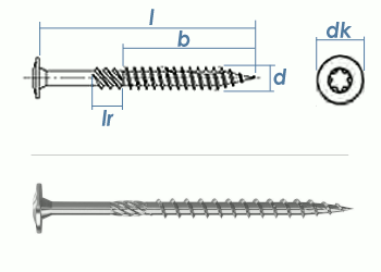 10 x 450mm Konstruktionsschrauben Tellerkopf TX verzinkt (1 Stk.)