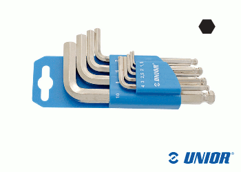 SW1,5 - 10 UNIOR Sechskant Stiftschlüsselset 9-teilig mit Kugelkopf vernickelt (1 Stk.)