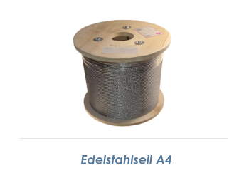 4mm 7x7-Drahtseil Edelstahl A4 (250lfm Spule)