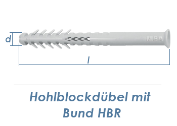 10 x 100mm Lochsteindübel extralang mit Bund (1 Stk.)