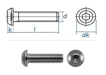 M6 x 70mm Linsenflachkopfschraube ISK ISO7380 Edelstahl A2   (10 Stk.)