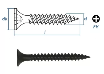 3,9 x 35mm Schnellbauschrauben Feingewinde Stahl phosphatiert (100 Stk.)