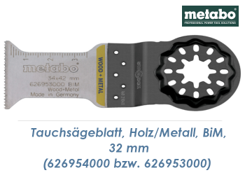 32 x 45mm Metabo Bi-Metall Tauchsägeblatt Starlock für Holz + Metall  (1 Stk.)