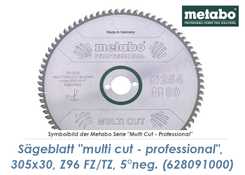 305 x 30mm Metabo Sägeblatt Multi Cut Professional Z96 FZ/TZ 5° NEG. (1 Stk.)