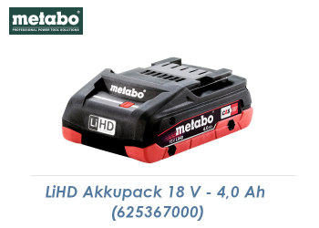 Metabo LiHD-Power Akkupack 18 V - 4,0 Ah  (1 Stk.)