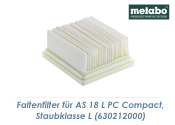 Metabo Faltenfilter f&uuml;r AS 18 L PC Compact Sauger (1...