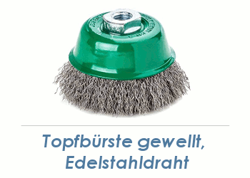80 x 0,3mm Topfbürste gewellt Edelstahl  (1 Stk.)
