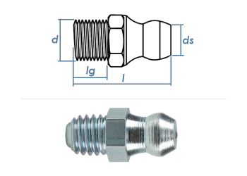 M10 x 1mm Schmiernippel gerade DIN71412-A Stahl verzinkt (1 Stk.)