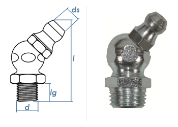 M10 x 1mm Schmiernippel 45° DIN71412-B Stahl verzinkt (1 Stk.)