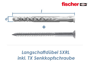 8 x 140mm Fischer Langschaftdübel SXRL-T inkl. TX30 Schraube (1 Stk.)