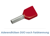 1 x 14mm Duo-Aderendhülsen isoliert rot (100 Stk.)