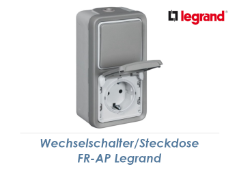 Wechselschalter/Steckdose Kombination Legrand FR-AP grau (1 Stk.)