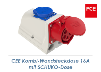 400V/16A PCE CEE-Kombidose wei&szlig;/rot/blau (1 Stk.)